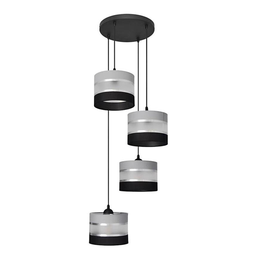 Chandelier on a string HELEN 4xE27/15W/230V black/grey/silver