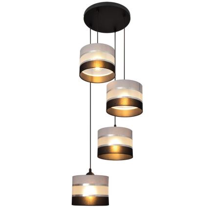 Chandelier on a string HELEN 4xE27/15W/230V black/grey/silver