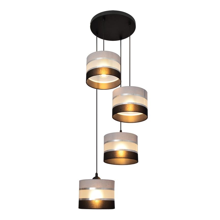 Chandelier on a string HELEN 4xE27/15W/230V black/grey/silver