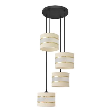 Chandelier on a string HELEN 4xE27/15W/230V cream/black/golden