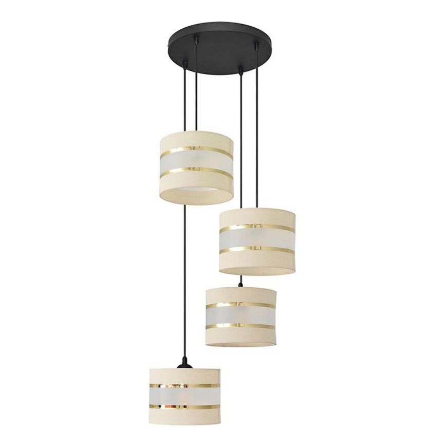 Chandelier on a string HELEN 4xE27/15W/230V cream/black/golden