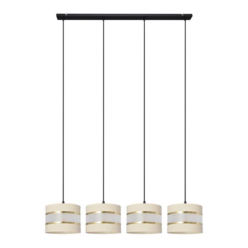 Chandelier on a string HELEN 4xE27/15W/230V cream/black/golden