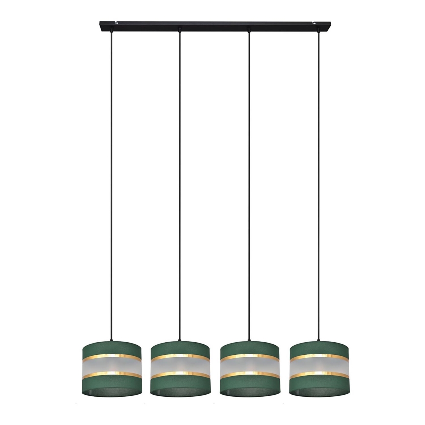 Chandelier on a string HELEN 4xE27/15W/230V green/gold