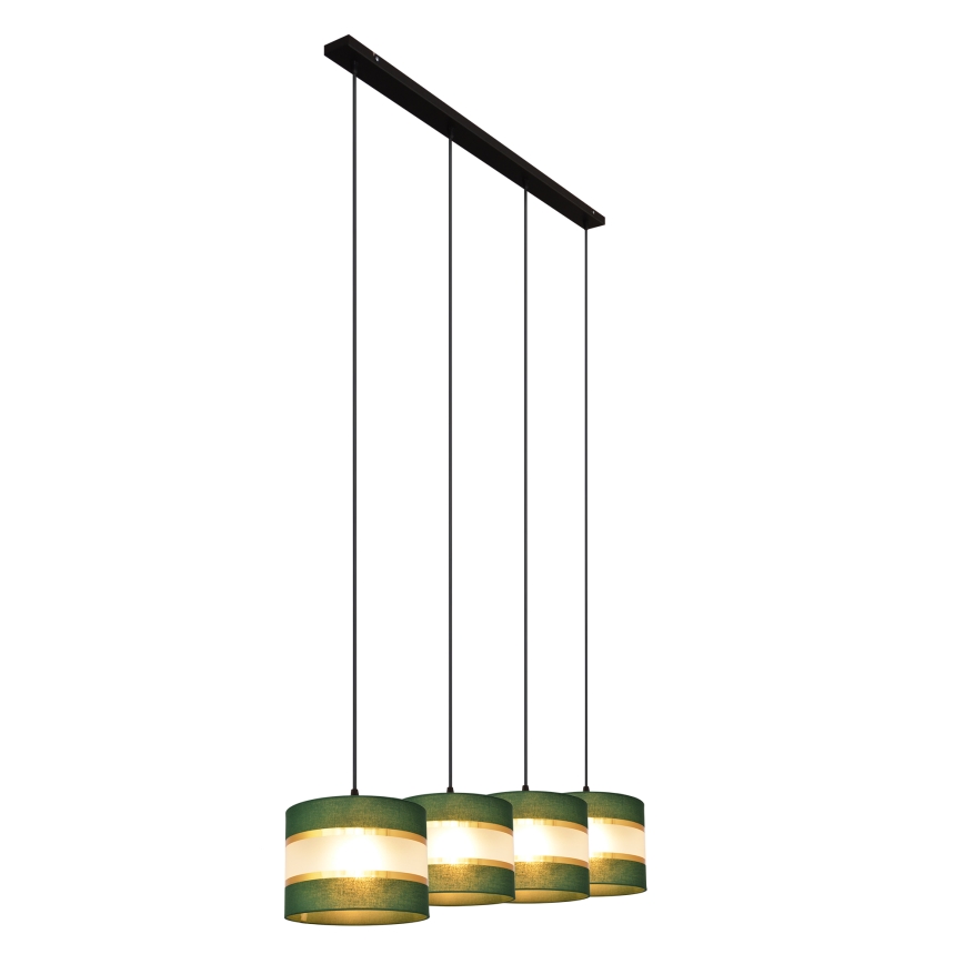 Chandelier on a string HELEN 4xE27/15W/230V green/gold