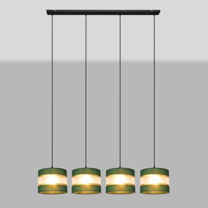 Chandelier on a string HELEN 4xE27/15W/230V green/gold