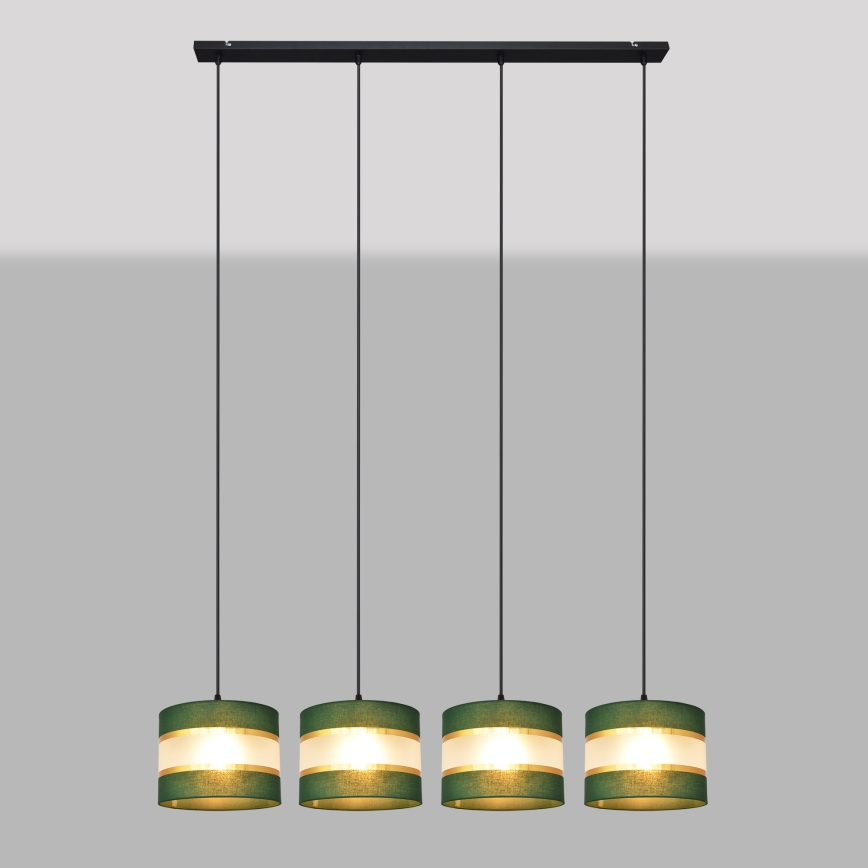 Chandelier on a string HELEN 4xE27/15W/230V green/gold