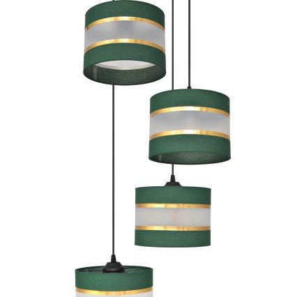 Chandelier on a string HELEN 4xE27/15W/230V green/gold