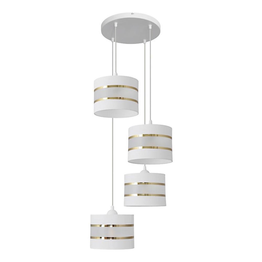 Chandelier on a string HELEN 4xE27/15W/230V white/golden