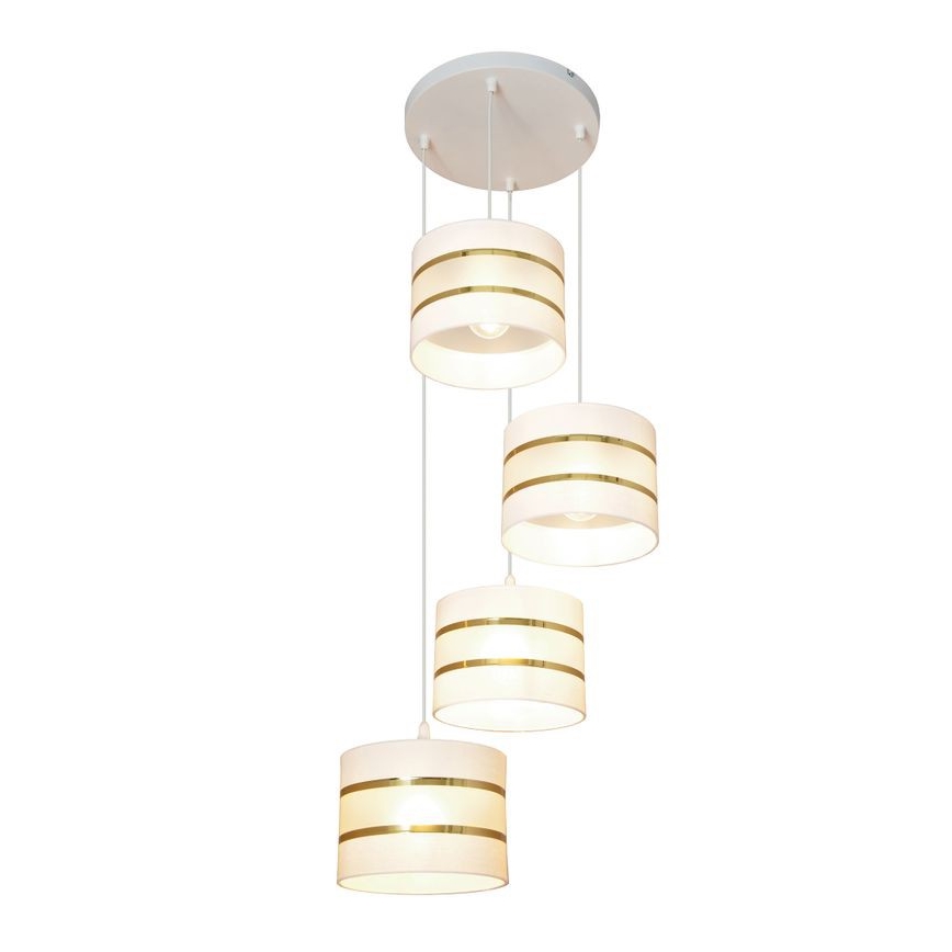 Chandelier on a string HELEN 4xE27/15W/230V white/golden