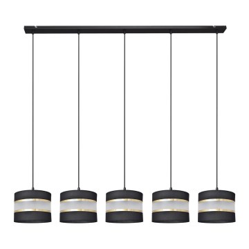 Chandelier on a string HELEN 5xE27/15W/230V black/golden