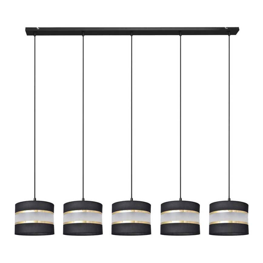 Chandelier on a string HELEN 5xE27/15W/230V black/golden