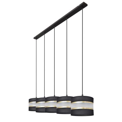 Chandelier on a string HELEN 5xE27/15W/230V black/golden