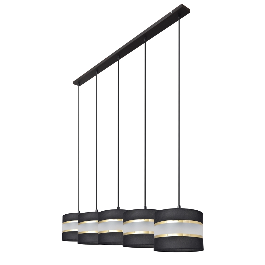Chandelier on a string HELEN 5xE27/15W/230V black/golden