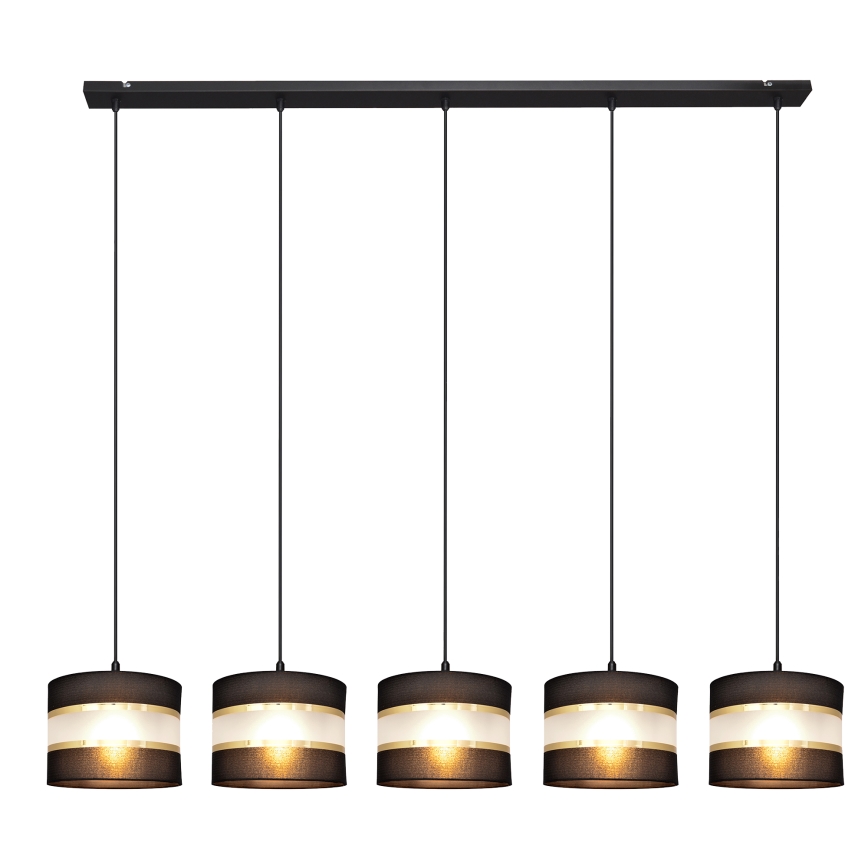 Chandelier on a string HELEN 5xE27/15W/230V black/golden