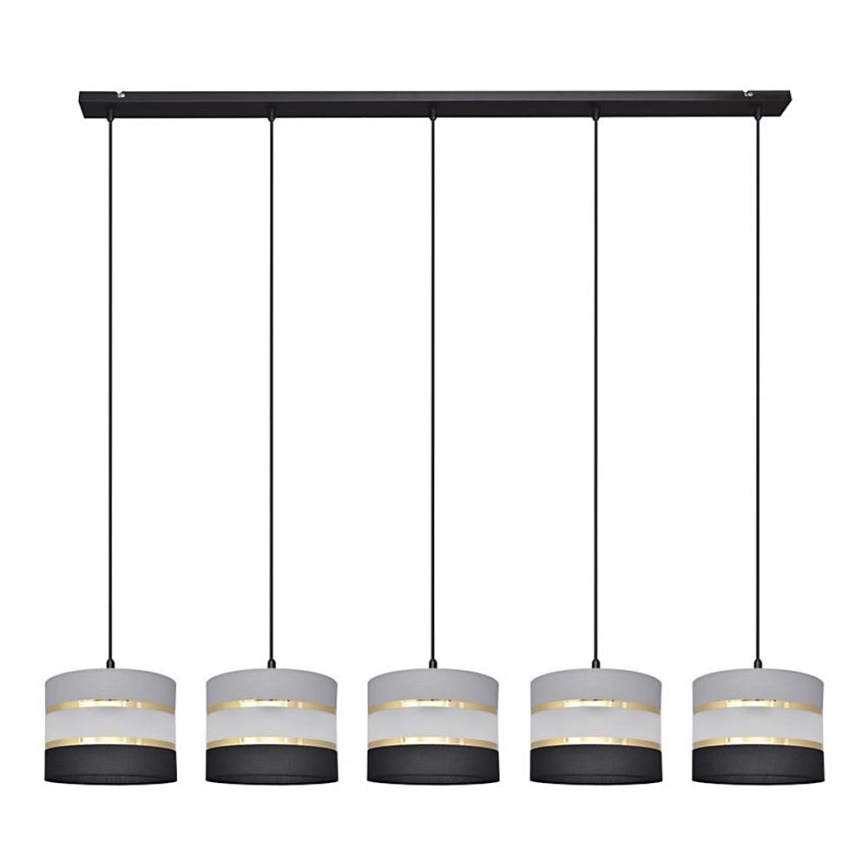 Chandelier on a string HELEN 5xE27/15W/230V black/grey/golden