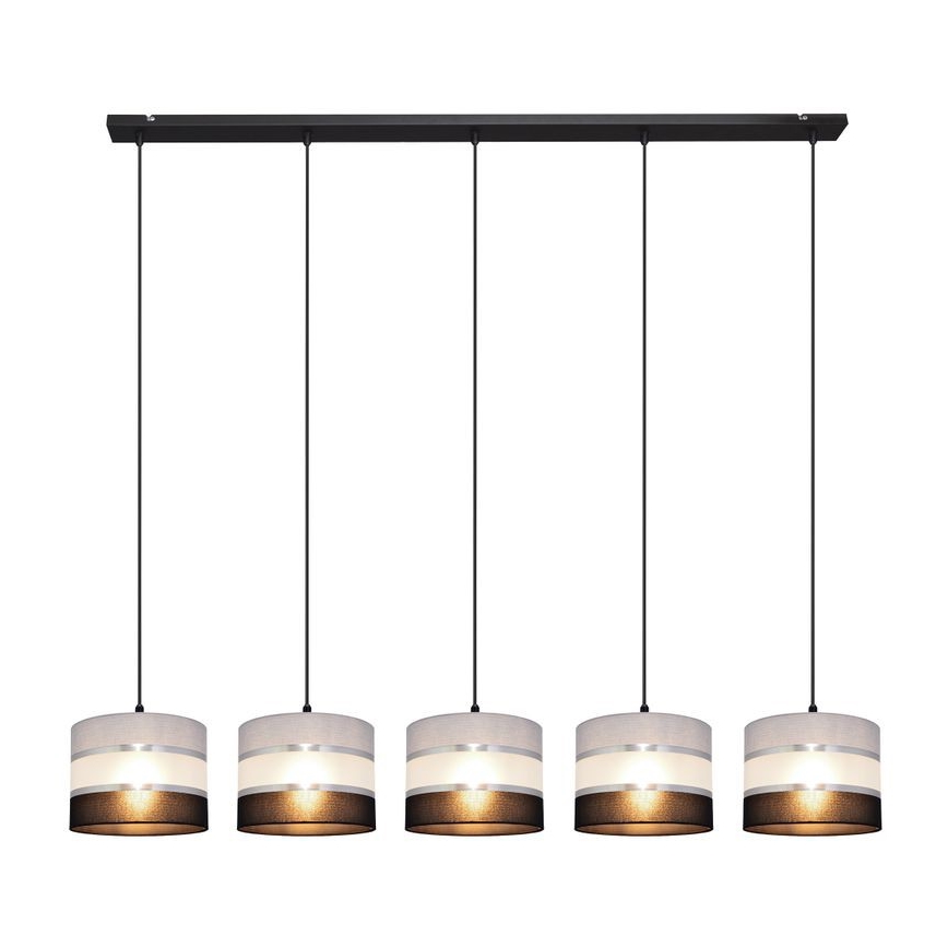 Chandelier on a string HELEN 5xE27/15W/230V black/grey/silver