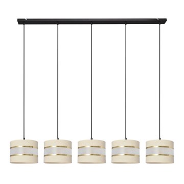 Chandelier on a string HELEN 5xE27/15W/230V cream/black/golden