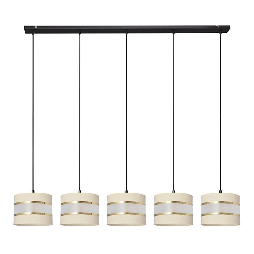 Chandelier on a string HELEN 5xE27/15W/230V cream/black/golden