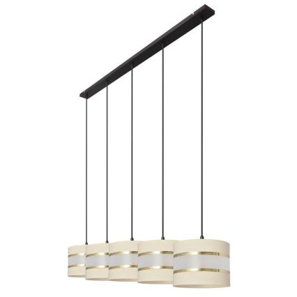 Chandelier on a string HELEN 5xE27/15W/230V cream/black/golden