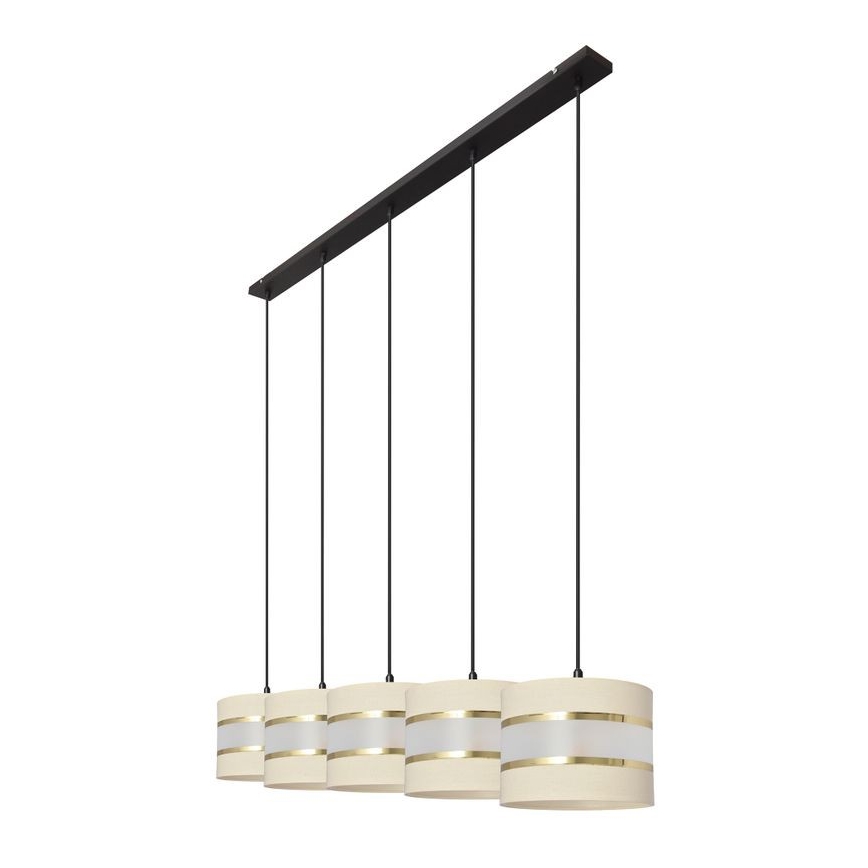 Chandelier on a string HELEN 5xE27/15W/230V cream/black/golden