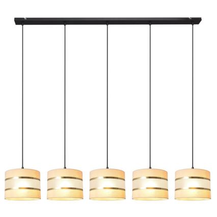 Chandelier on a string HELEN 5xE27/15W/230V cream/black/golden