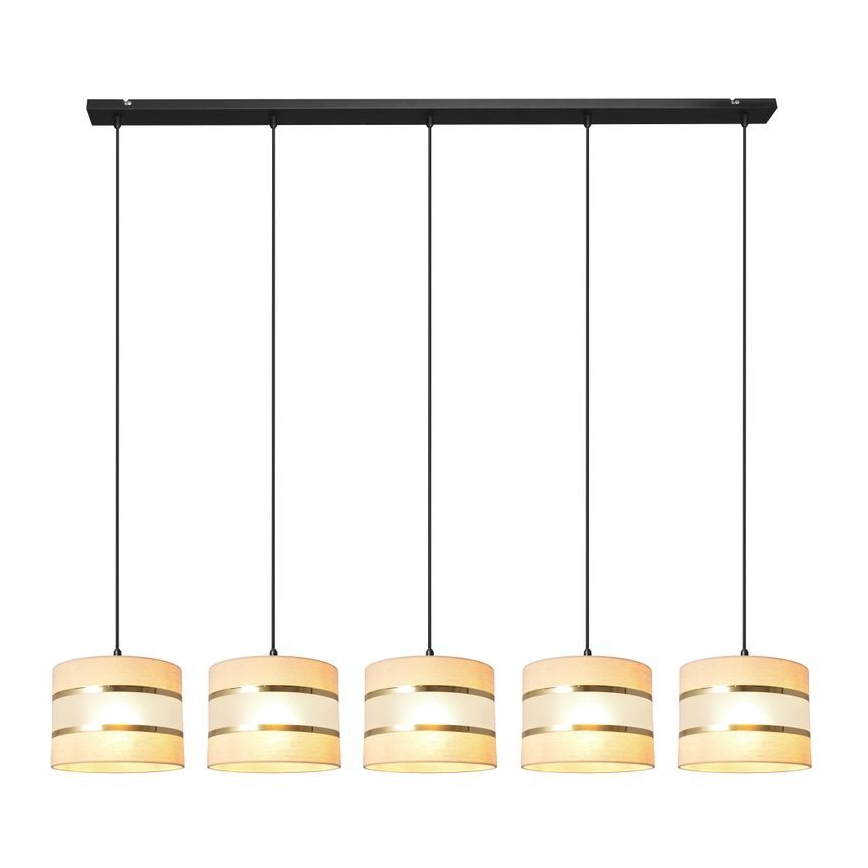 Chandelier on a string HELEN 5xE27/15W/230V cream/black/golden