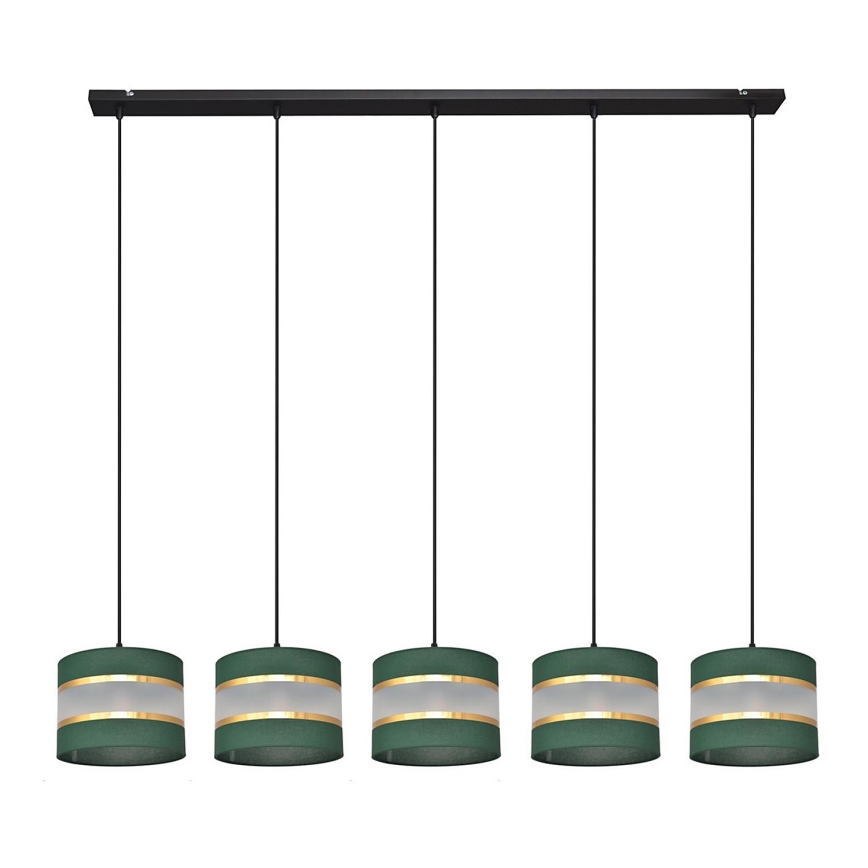 Chandelier on a string HELEN 5xE27/15W/230V green/gold