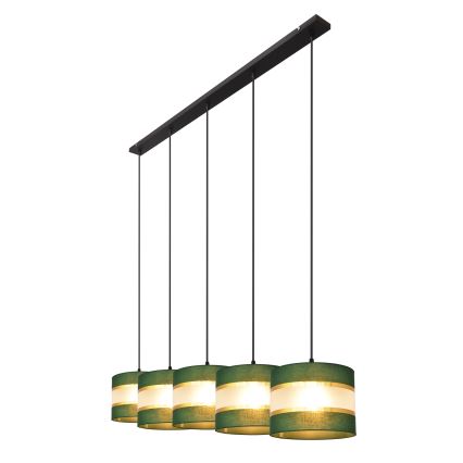 Chandelier on a string HELEN 5xE27/15W/230V green/gold