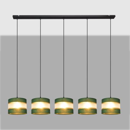 Chandelier on a string HELEN 5xE27/15W/230V green/gold