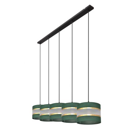 Chandelier on a string HELEN 5xE27/15W/230V green/gold