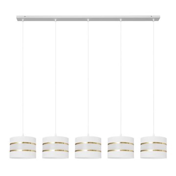 Chandelier on a string HELEN 5xE27/15W/230V white/golden