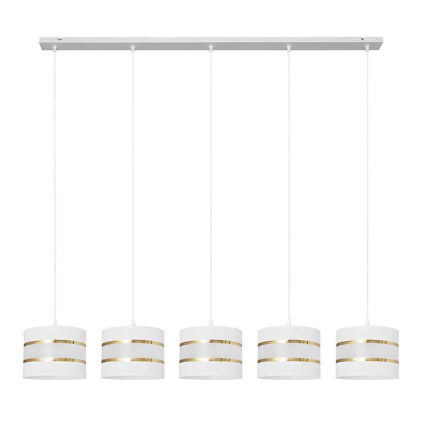 Chandelier on a string HELEN 5xE27/15W/230V white/golden