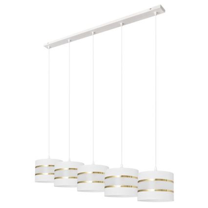 Chandelier on a string HELEN 5xE27/15W/230V white/golden