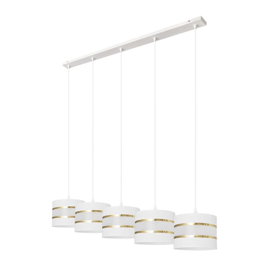 Chandelier on a string HELEN 5xE27/15W/230V white/golden