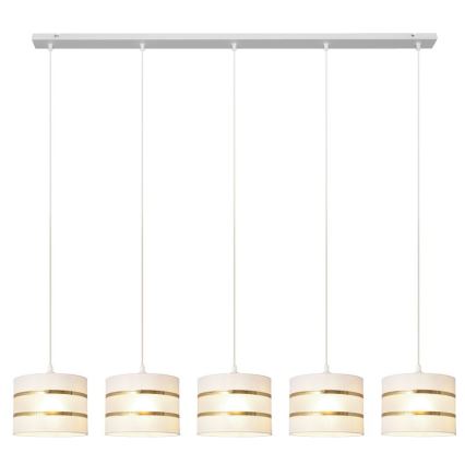 Chandelier on a string HELEN 5xE27/15W/230V white/golden