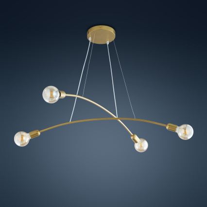 Chandelier on a string HELIX 4xE27/60W/230V gold