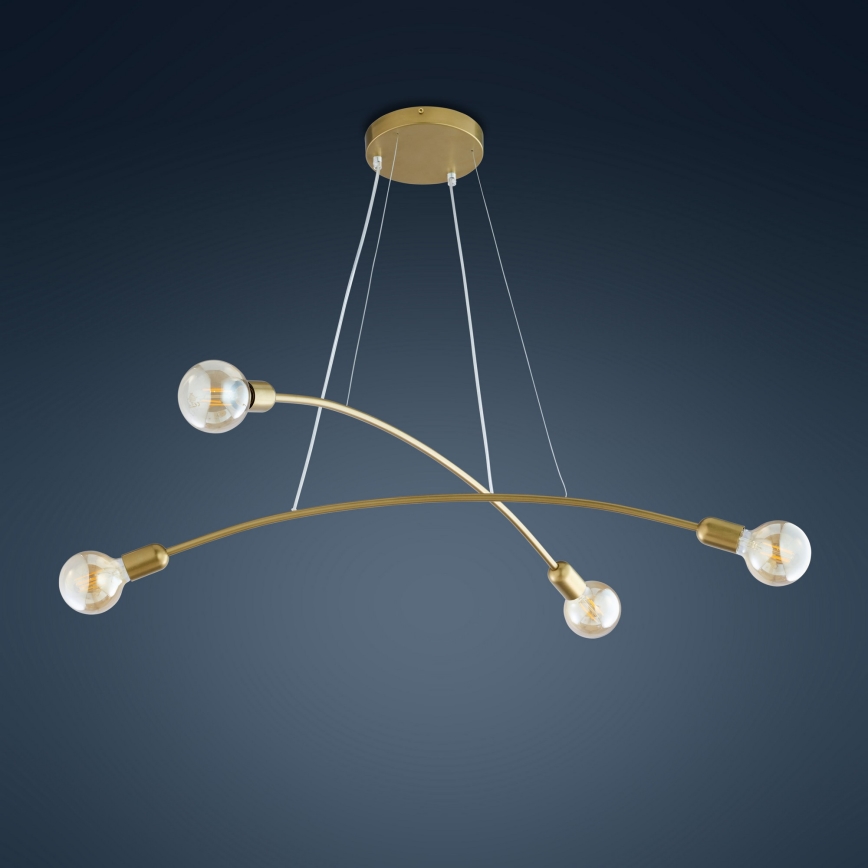 Chandelier on a string HELIX 4xE27/60W/230V gold