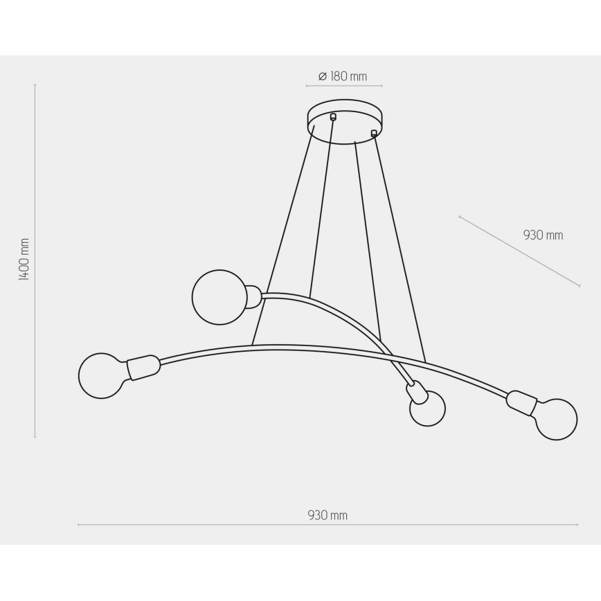Chandelier on a string HELIX 4xE27/60W/230V gold