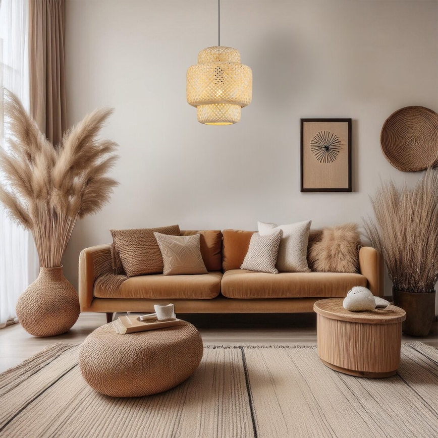 Chandelier on a string HESTIA 1xE27/60W/230V d. 30 cm bamboo