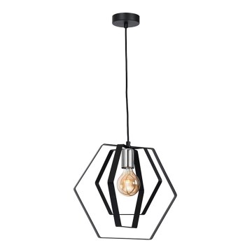 Chandelier on a string HEXAGON 1xE27/60W/230V black/shiny chrome