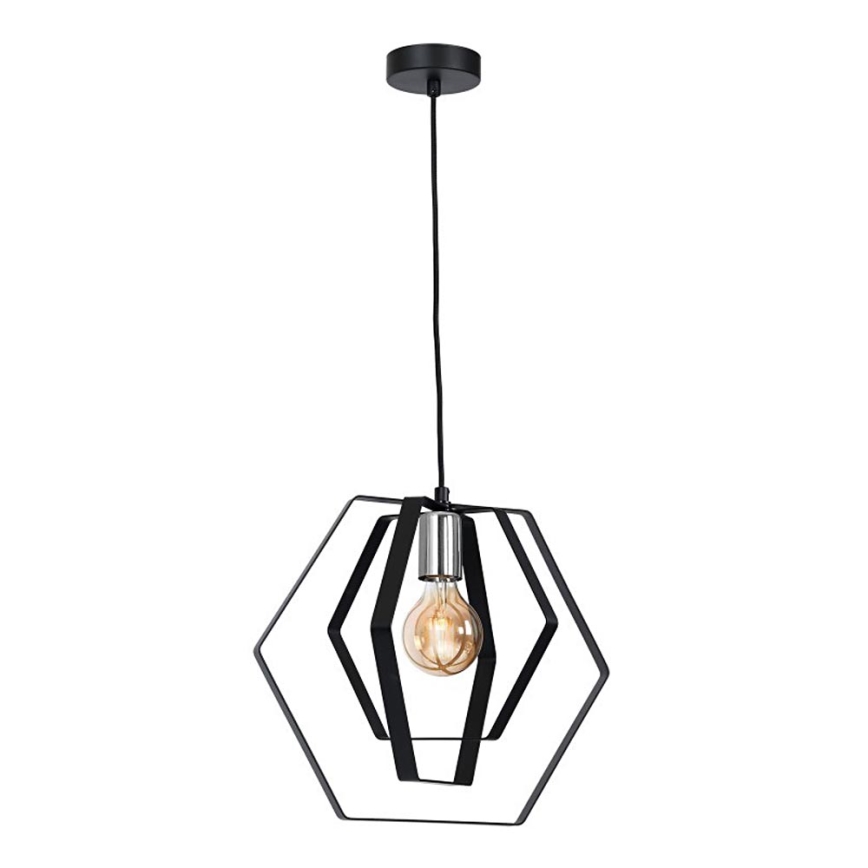Chandelier on a string HEXAGON 1xE27/60W/230V black/shiny chrome