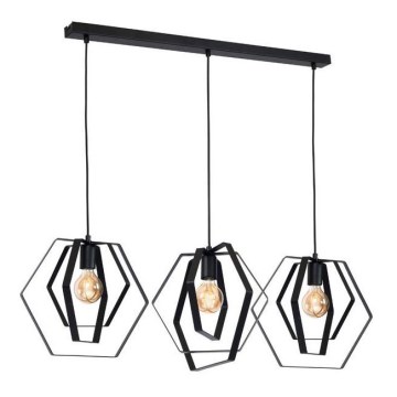 Chandelier on a string HEXAGON 3xE27/60W/230V black