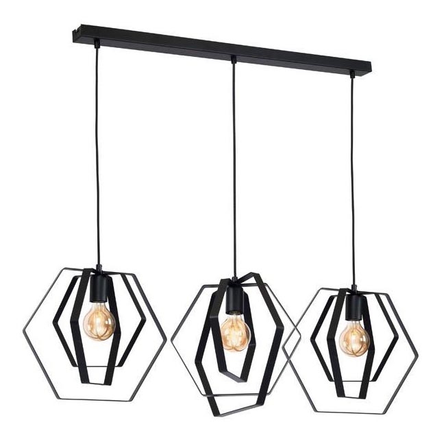 Chandelier on a string HEXAGON 3xE27/60W/230V black
