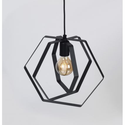 Chandelier on a string HEXAGON 3xE27/60W/230V black
