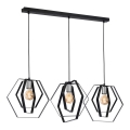 Chandelier on a string HEXAGON 3xE27/60W/230V black/shiny chrome