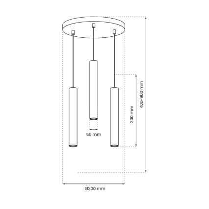 Chandelier on a string HUDSON 3xGU10/8W/230V black