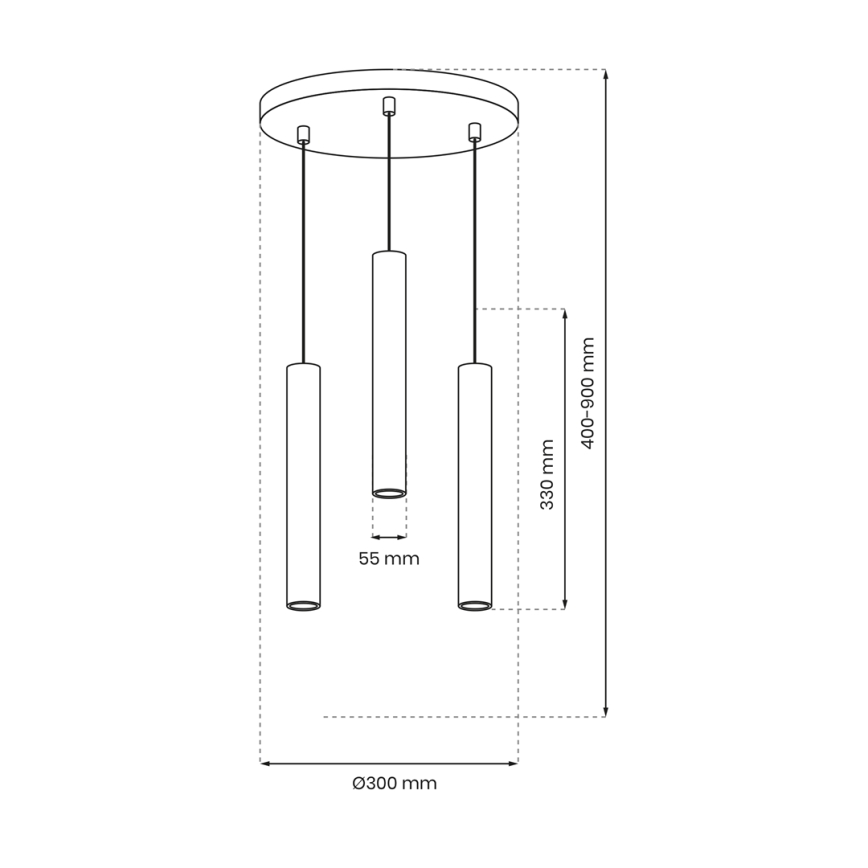 Chandelier on a string HUDSON 3xGU10/8W/230V black