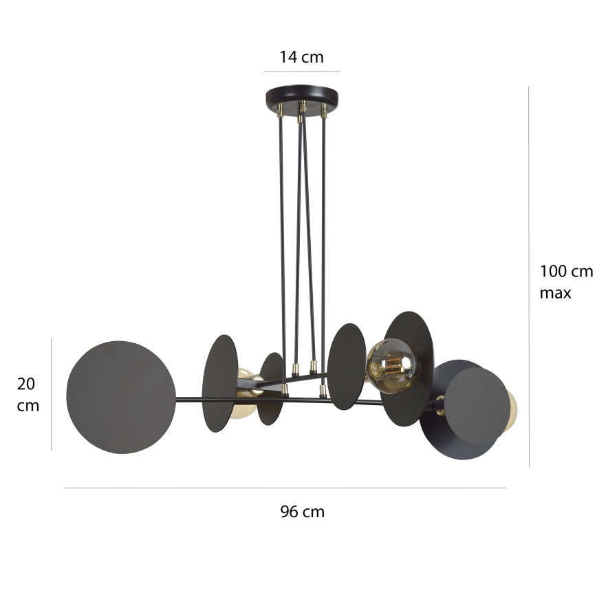 Chandelier on a string IDEA 4xE27/15W/230V black