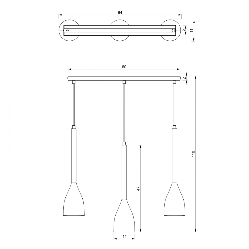 Chandelier on a string ISTAPPAR 3xE27/60W/230V black