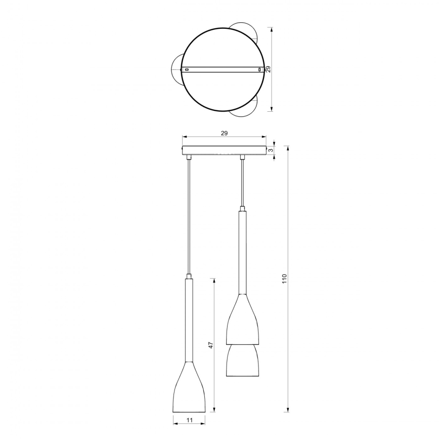 Chandelier on a string ISTAPPAR 3xE27/60W/230V black